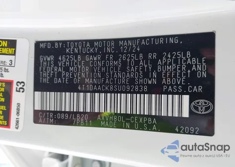 2025 Toyota Camry Xse z USA, uszkodzony, nr VIN 4T1DAACK8SU092838